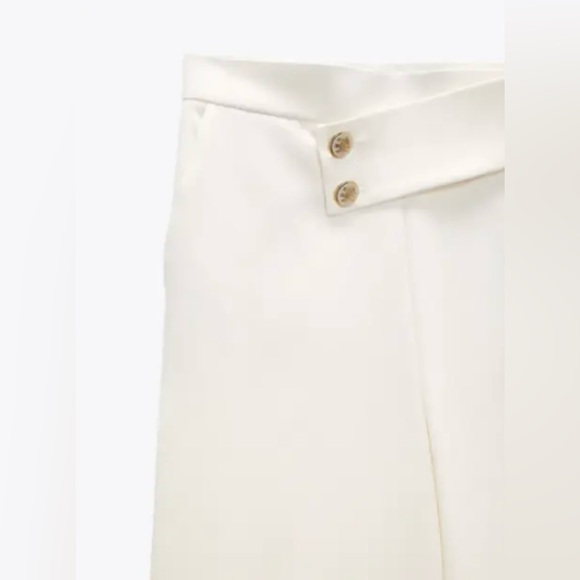 ZARA High Waisted Pants NWT Ivory S XS - Picture 10 of 12
